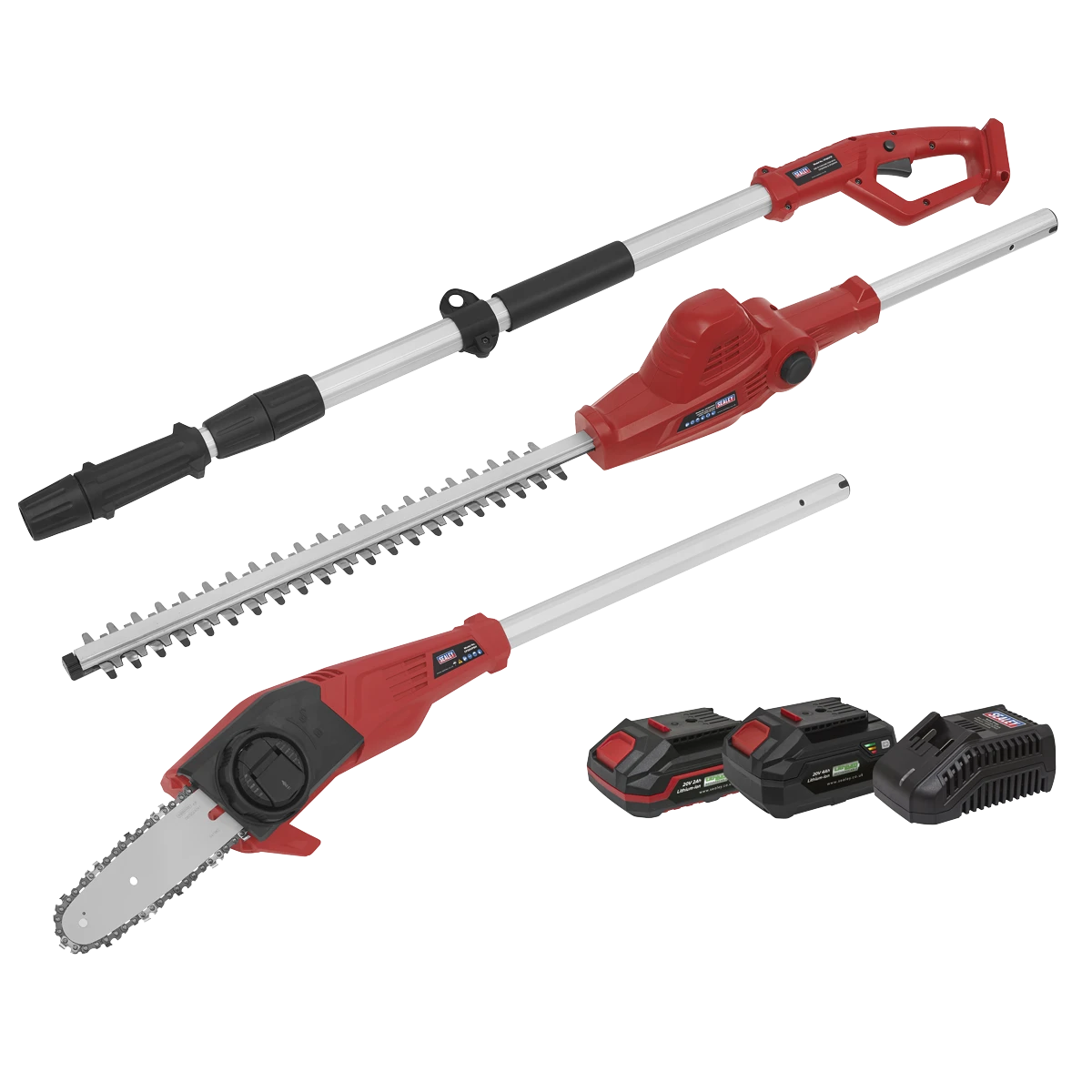 Sealey CP20VTPCOMBO Telescopic Cordless Hedge Trimmer & Chainsaw Kit 20V SV20 Series - 2 Batteries 3 Sealey CP20VTPCOMBO Telescopic Cordless Hedge Trimmer & Chainsaw Kit 20V SV20 Series - 2 Batteries
