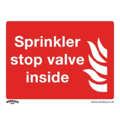 Sealey SS23P10 Safe Conditions Safety Sign - Sprinkler Stop Valve - Rigid Plastic - Pack Of 10