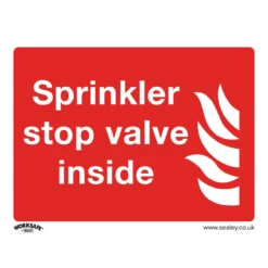 Sealey SS23V10 Safe Conditions Safety Sign - Sprinkler Stop Valve - Self-Adhesive Vinyl - Pack Of 10